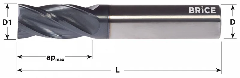Фрезы C41-F с плоским торцем, 4-зубые