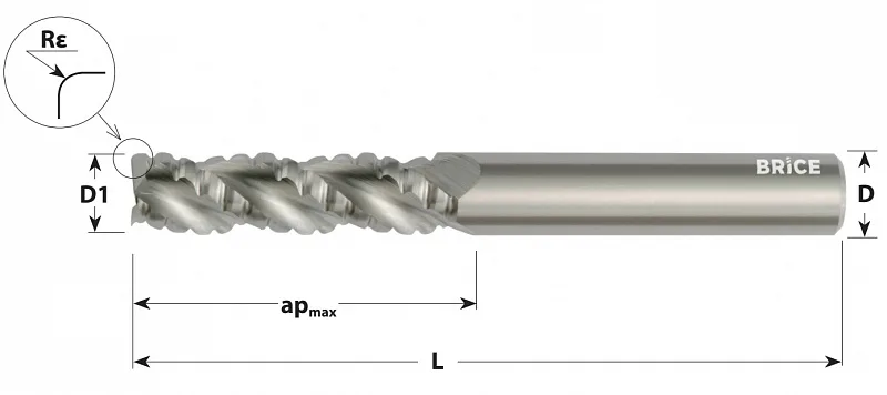 Фрезы R.A32-R с плоским торцем, 3-зубые